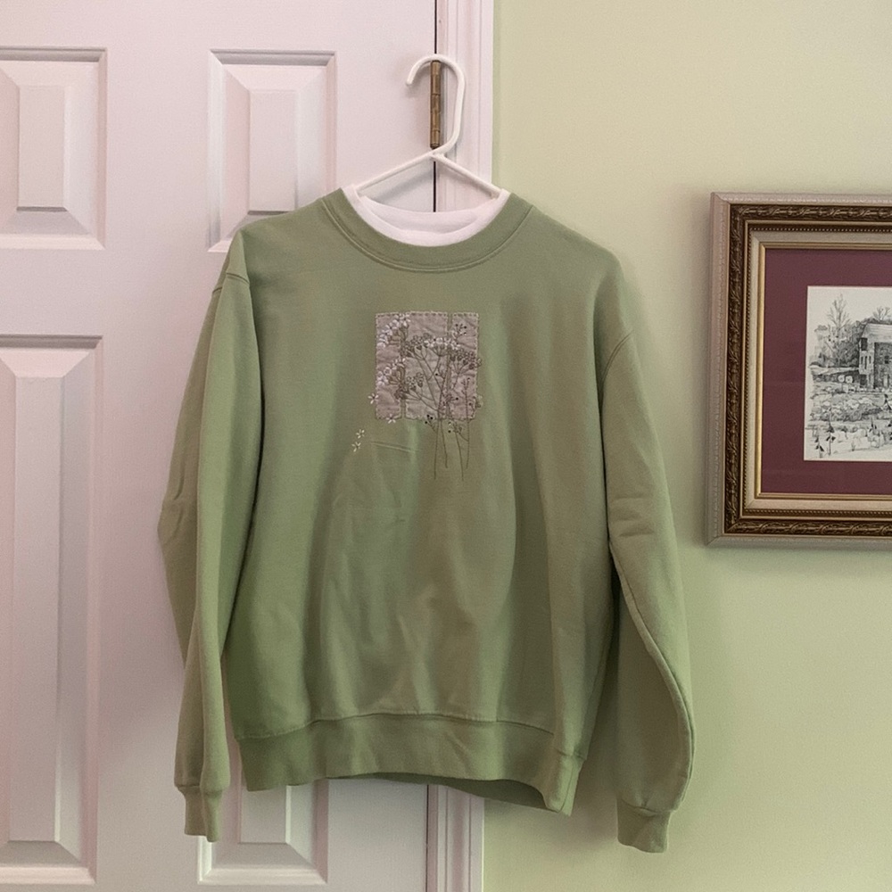 Green Flower Sweater